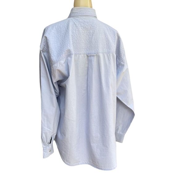 ASC International Clothing Andrew Sports Oversized Topstitch Denim Blouse - Picture 4 of 14